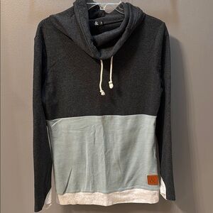 Ampersand Avenue Charcoal and Light Sage Hoodie